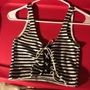 Striped crop tank top from top shop